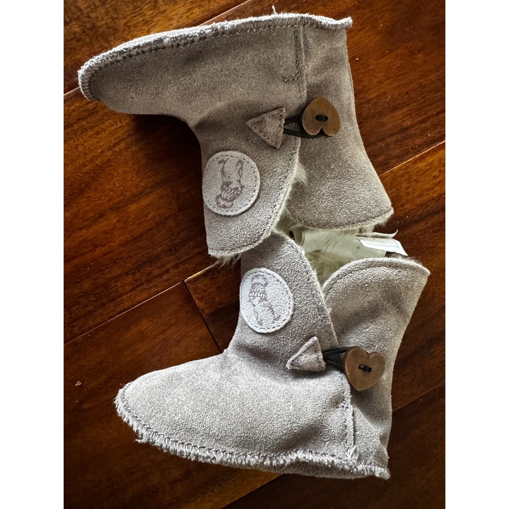 Lupilu Leather Suede Baby Boots Kids Size 18/19 Grey Excellent Wool Blend Lining